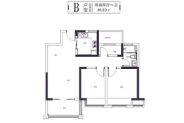 爱涛天禧明庭2室2厅1厨1卫建面89.00㎡