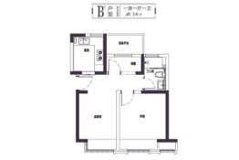 爱涛天禧明庭1室1厅1厨1卫建面54.00㎡