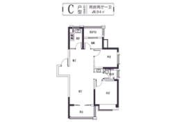 爱涛天禧明庭2室2厅1厨1卫建面94.00㎡