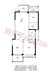 星海祥和苑3室2厅1厨2卫建面100.98㎡