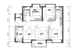 时代云图（三水）二期3室2厅1厨2卫建面97.00㎡