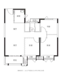 中海锦园3室2厅1厨1卫建面90.00㎡