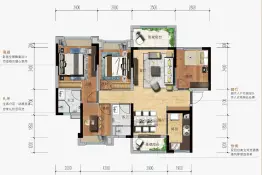 雅居乐万象郡4室2厅1厨2卫建面109.00㎡