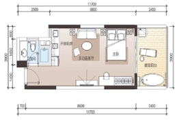 佳兆业山海湾1室1厅1厨1卫建面50.00㎡