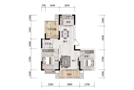 汇中·燕园2室2厅1厨1卫建面97.00㎡