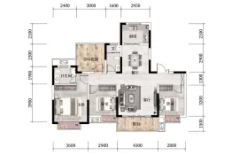 汇中·燕园3室2厅1厨2卫建面125.00㎡