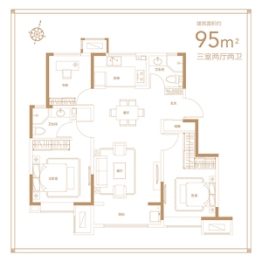 津门正荣府3室2厅1厨2卫建面95.00㎡