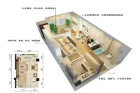 通泰·爱丽舍金斗云A3户型 二房一厅一卫建面约73.8㎡