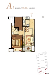 象屿都城怡园1室2厅1厨1卫建面67.47㎡