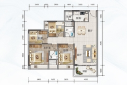 国鼎·中央公园4室2厅1厨2卫建面114.00㎡