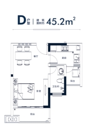 世茂幸福里1室1厅1厨1卫建面45.20㎡
