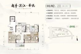 越秀 滨江·华悦4室2厅1厨2卫建面128.00㎡