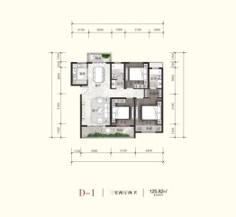 蓝天.澜湖小镇3室2厅1厨2卫建面125.82㎡