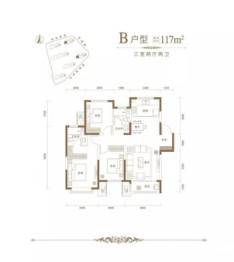 成宁府3室2厅1厨2卫建面117.00㎡