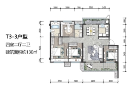 金科御临湖山4室2厅1厨2卫建面130.00㎡