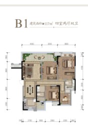 领地蘭台府2期云璟4室2厅1厨2卫建面117.00㎡