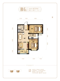 绿地新里城·西斯莱公馆2室2厅1厨1卫建面87.37㎡