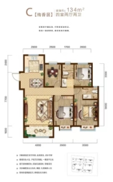 绿地国际城4室2厅1厨2卫建面134.00㎡