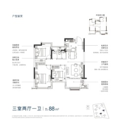 融侨·天越3室2厅1厨1卫建面88.00㎡