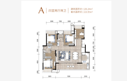 新天泽樾麓台4室2厅1厨2卫建面126.24㎡