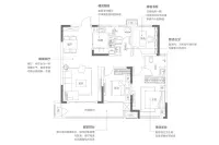 B1户型三室两厅两卫建筑面积约115.78平米