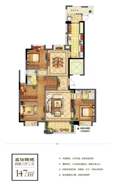 首开融侨·首融府147㎡户型4室2厅2卫1厨147.00㎡-福州房天下