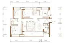 保利中央公园4室2厅1厨2卫建面132.2㎡