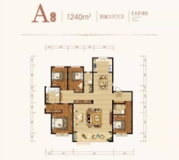 济南天玺4室3厅1厨3卫建面240.00㎡