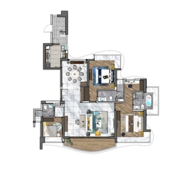 华发绿洋湾3室2厅1厨3卫建面186.00㎡