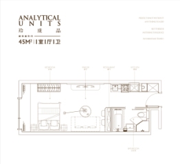 绿地紫金中心1室1厅1厨1卫建面45.00㎡