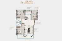 A1户型建筑面积约126.46平米三室两厅两卫
