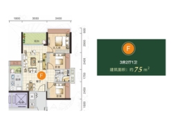 和盛苑3室2厅1厨2卫建面75.00㎡