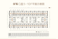 C座5-10F户型平层图