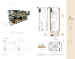 绿地国博中心2室2厅1厨1卫建面45.00㎡