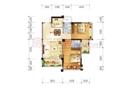 汇悦春天花园2室2厅1厨2卫建面87.00㎡