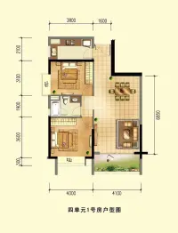 富力T-ONE2室2厅1厨1卫建面102.00㎡