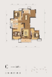 龙湖春江郦城3室2厅1厨2卫建面147.00㎡