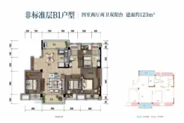丰都碧桂园4室2厅1厨2卫建面123.0㎡
