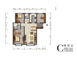 万科·天山府3室2厅1厨2卫建面126.00㎡