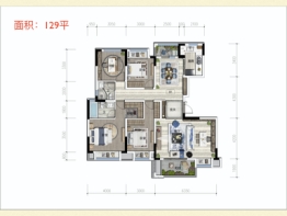 电建地产洺悦玺4室2厅1厨2卫建面129.00㎡