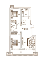 宏屹国际城2室2厅1厨1卫建面103.00㎡