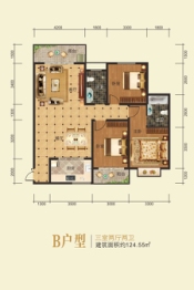 海棠嘉园3室2厅1厨2卫建面124.55㎡