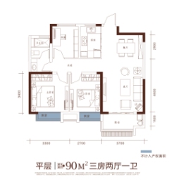 禹洲·郎溪上里3室2厅1厨1卫建面90.00㎡