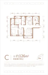 秦基诚园4室2厅1厨2卫建面126.0㎡