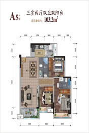 鑫湖澜悦台3室2厅2卫建面103.20㎡