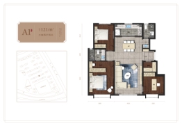 运河半岛3室2厅1厨2卫建面121.00㎡
