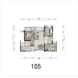 弘阳未崃时光3室2厅1厨2卫建面105.00㎡