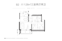 融创滨江壹号3室2厅1厨2卫建面128.00㎡