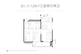 融创滨江壹号3室2厅1厨2卫建面128.00㎡