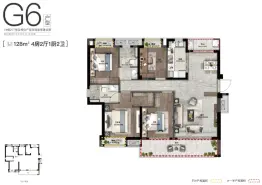 融创观樾台4室2厅1厨2卫建面128.0㎡